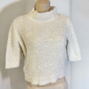 Cozy White Crop Turtleneck Sweater top